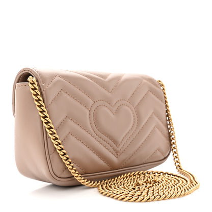 Gucci Calfskin Matelasse Super Mini GG Marmont Shoulder Bag Porcelain Rose 3 of 11
