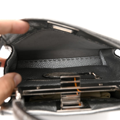 Fendi Cuoio Romano Lux Selleria Mini Peekaboo Iconic Satchel Argento 5 of 9
