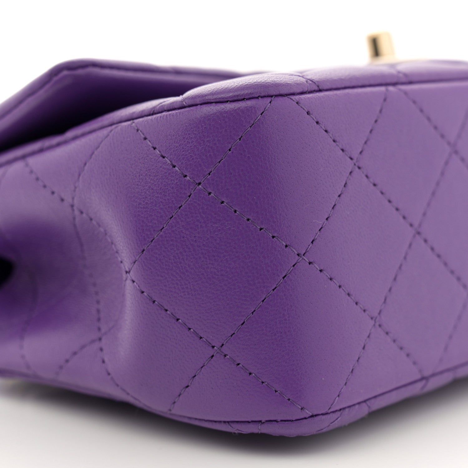 Chanel Lambskin Quilted Mini Top Handle Rectangular Flap Dark Purple 9 of 11