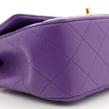 Chanel Lambskin Quilted Mini Top Handle Rectangular Flap Dark Purple 9 of 11