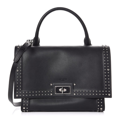 Givenchy Grained Calfskin Studded Small Shark Lock Satchel Black 1 of 7