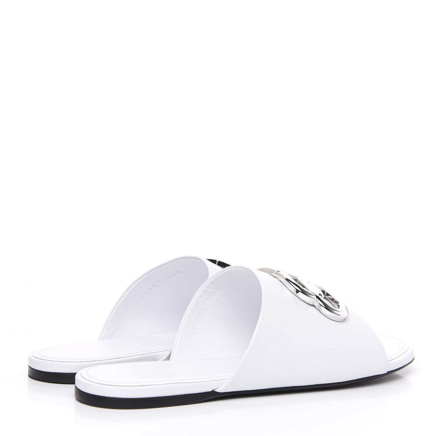 Shiny Sheepskin Oval BB Mule Sandals 36.5 White