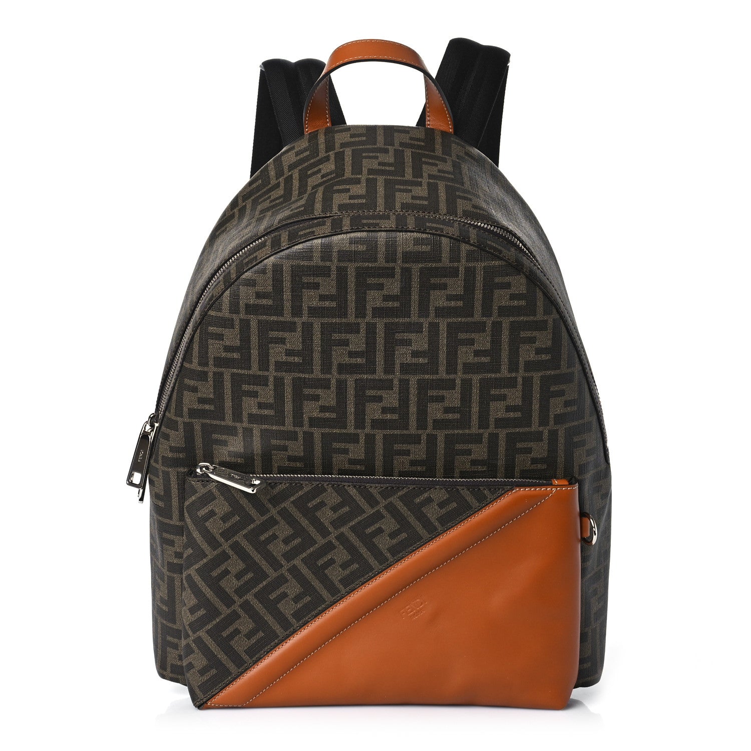 Fendi Glazed Fabric Vitello King FF 1974 Diagonal Pouch Pocket Backpack Tobacco Moro Cuoio 1 of 8