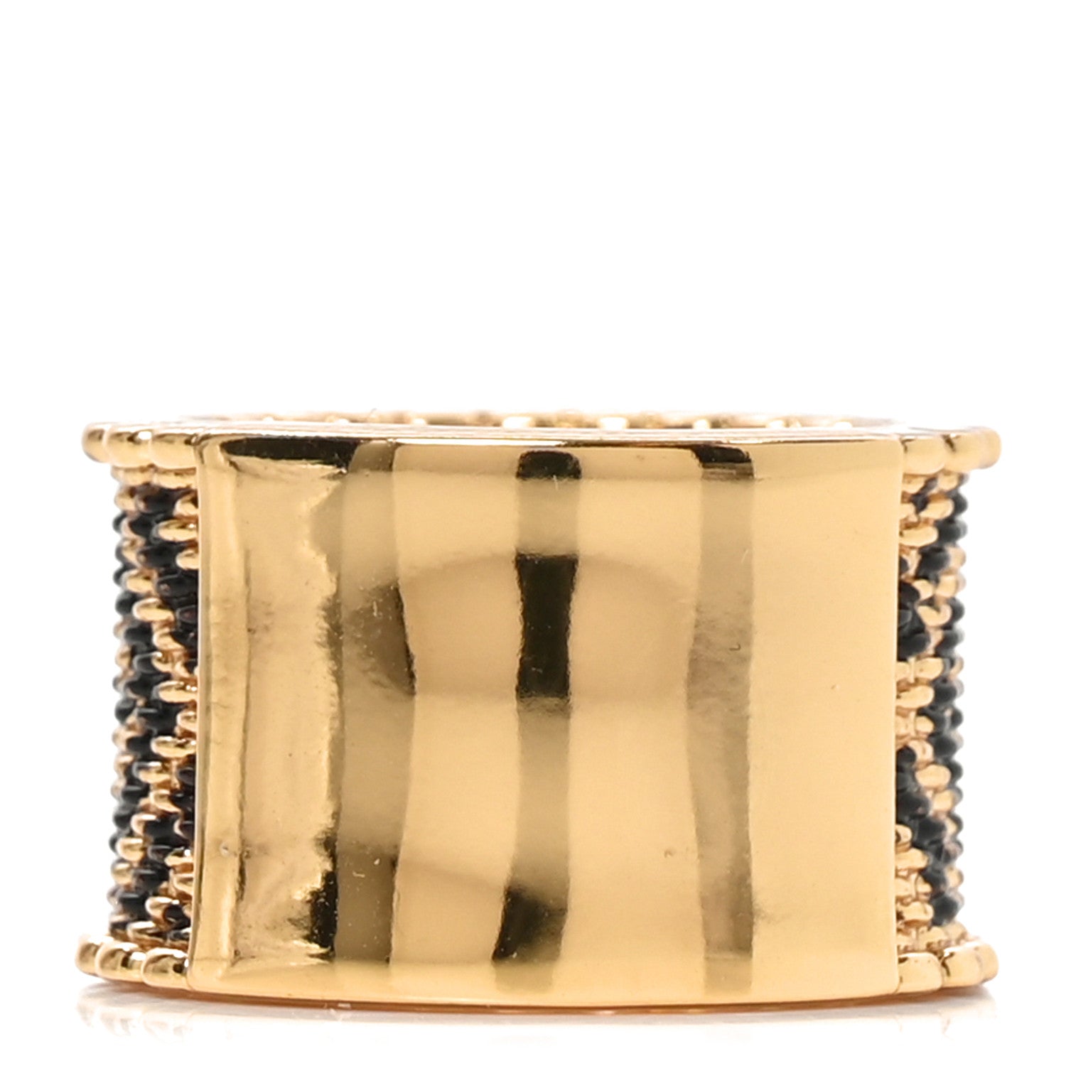 Fendi Metal FF Ring M Black Gold 3 of 4