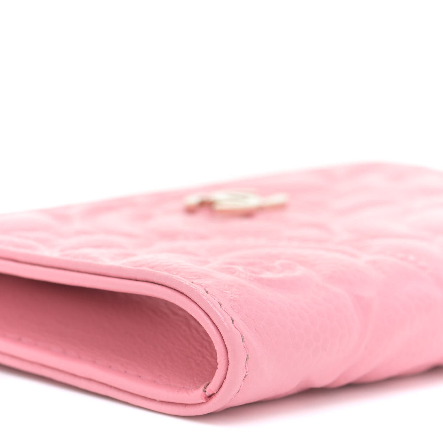Caviar Camellia Embossed Key Holder Case Pink