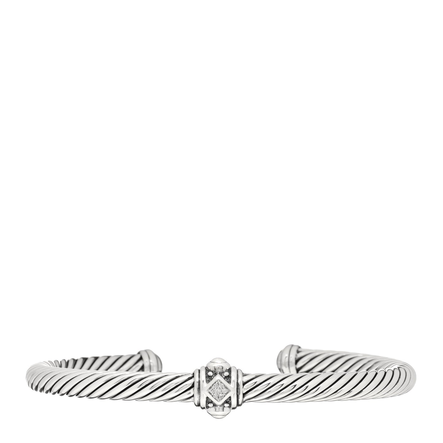 Sterling Silver Diamond 5mm Cable Renaissance Station Bracelet