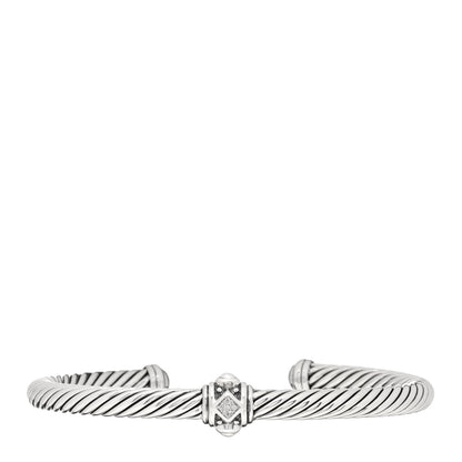 David Yurman Sterling Silver Diamond 5mm Cable Renaissance Station Bracelet 1 of 4