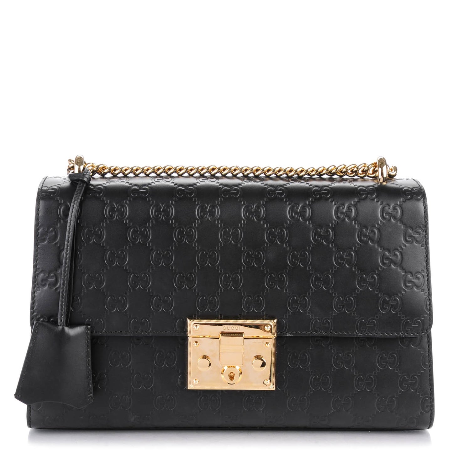 Guccissima Medium Padlock Shoulder Bag Black