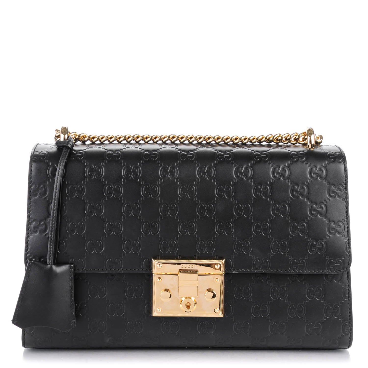 Gucci Guccissima Medium Padlock Shoulder Bag Black 1 of 7