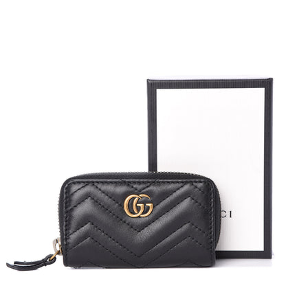 Gucci Calfskin Matelasse GG Marmont Zip Around Key Case Black 9 of 9