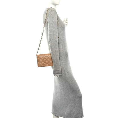 Louis Vuitton Lambskin Embossed Monogram Pochette Coussin Camel 2 of 9