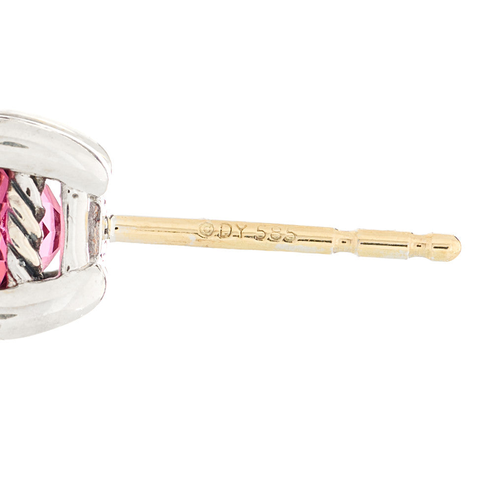 Sterling Silver Diamond Rhodolite Petite Chatelaine Earrings