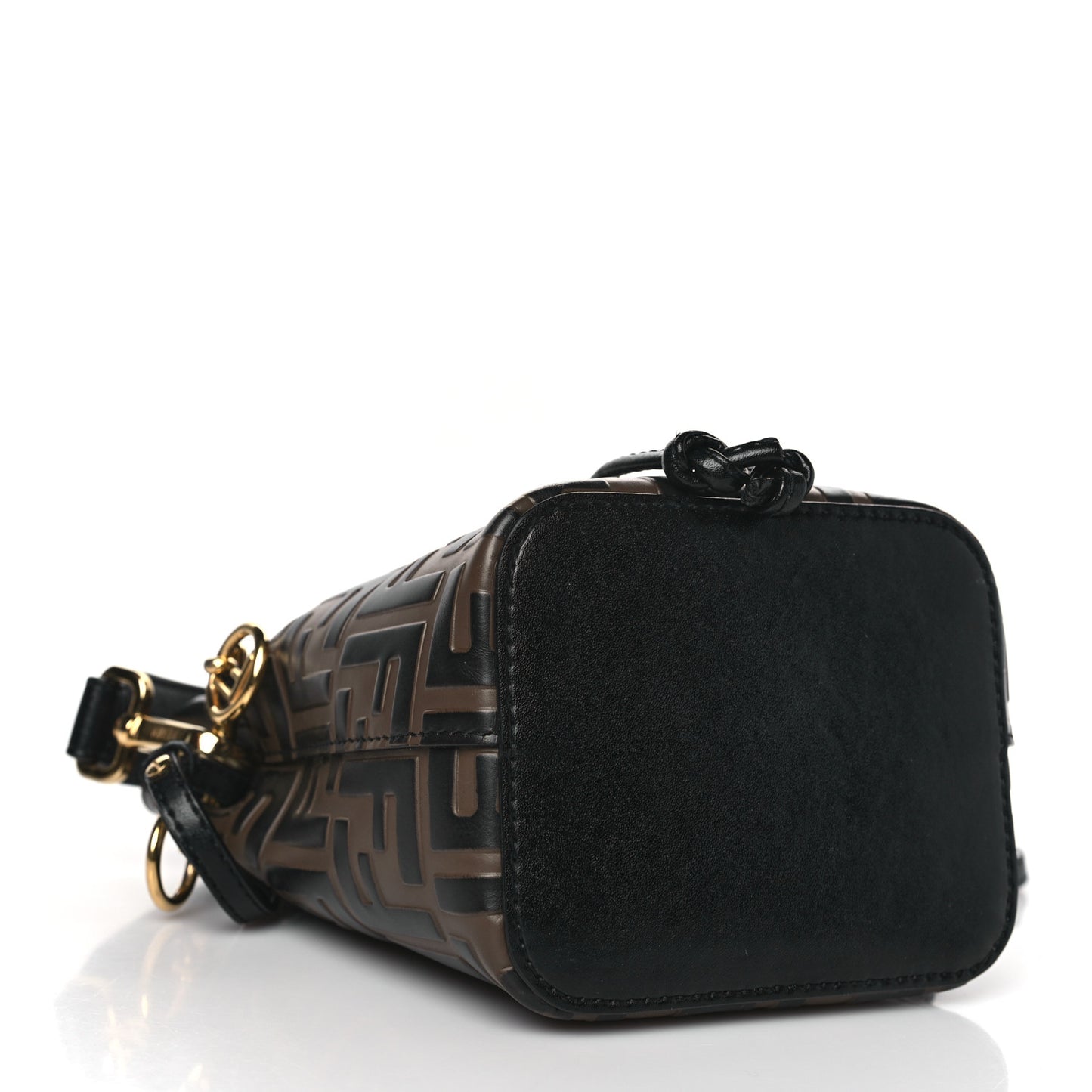 Vitello Liberty F is Fendi Bi-Color FF 1974 Embossed Mini Mon Tresor Bucket Bag Maya Black