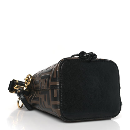 Fendi Vitello Liberty F is Fendi Bi-Color FF 1974 Embossed Mini Mon Tresor Bucket Bag Maya Black 4 of 14