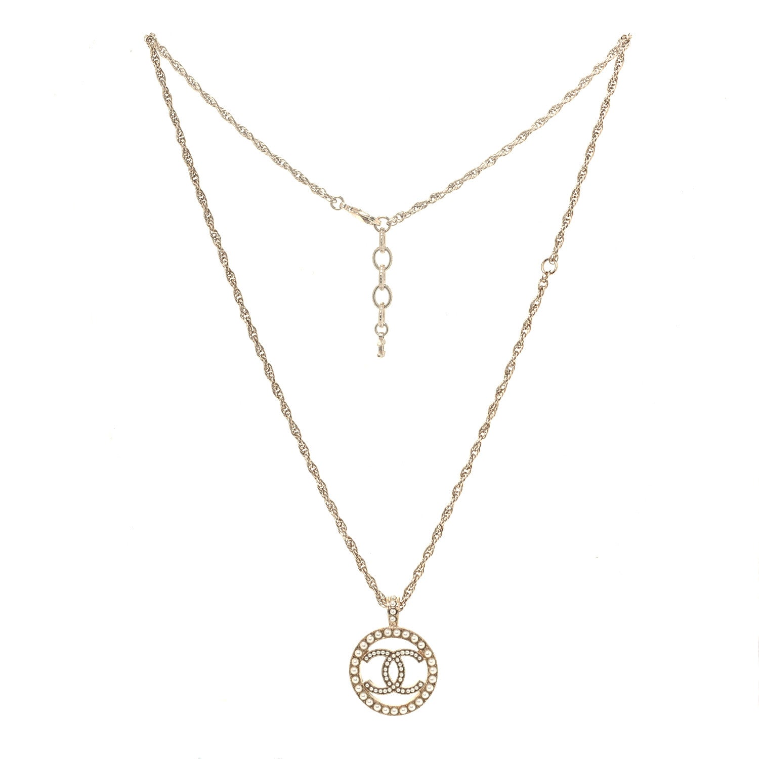 Chanel Pearl CC Round Pendant Necklace Gold 2 of 3