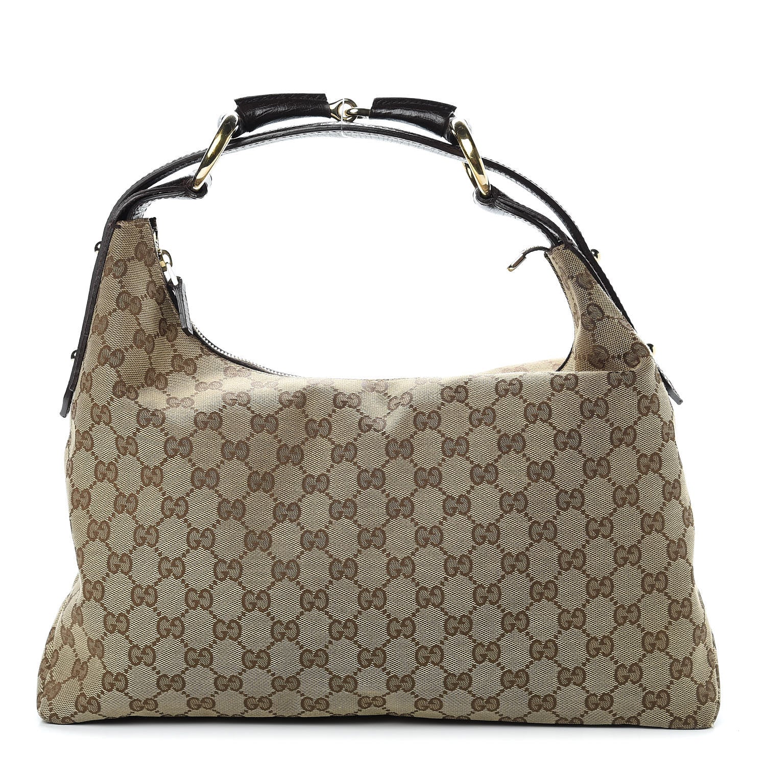 Gucci Monogram Medium Horsebit Chain Hobo Dark Brown 1 of 14