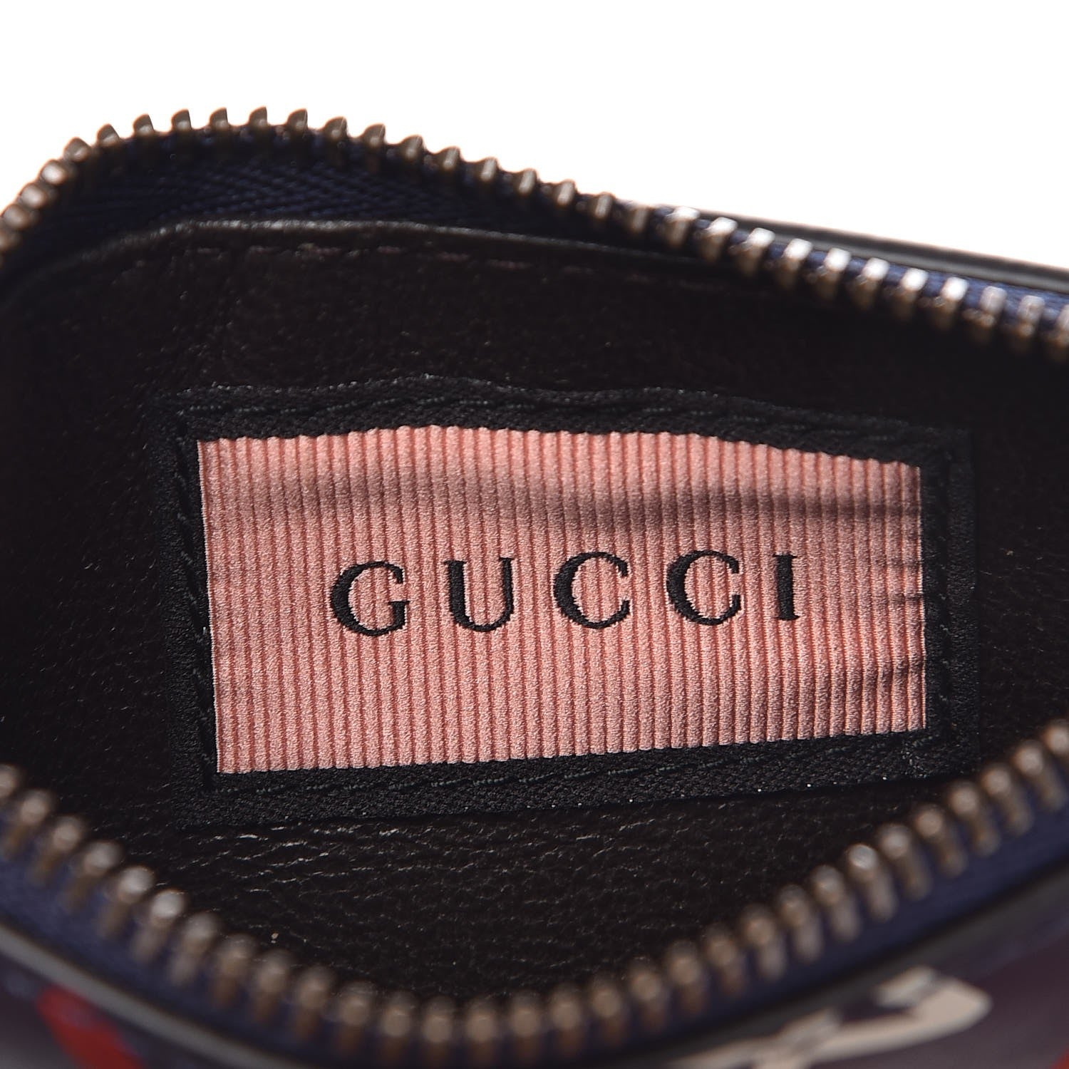 Gucci Calfskin GucciGhost Coin Case Card Holder Blue Agata Hibiscus Red 7 of 9
