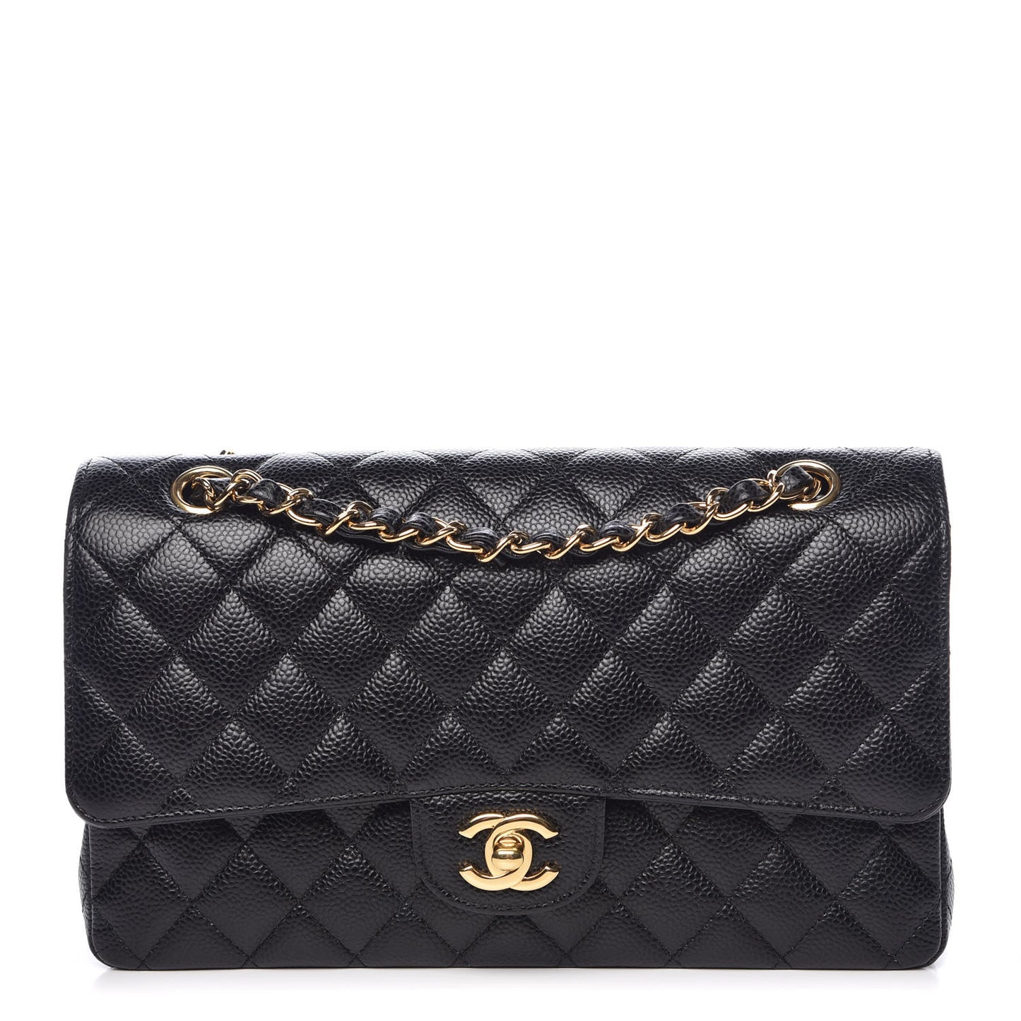Caviar Quilted Medium Double Flap Black