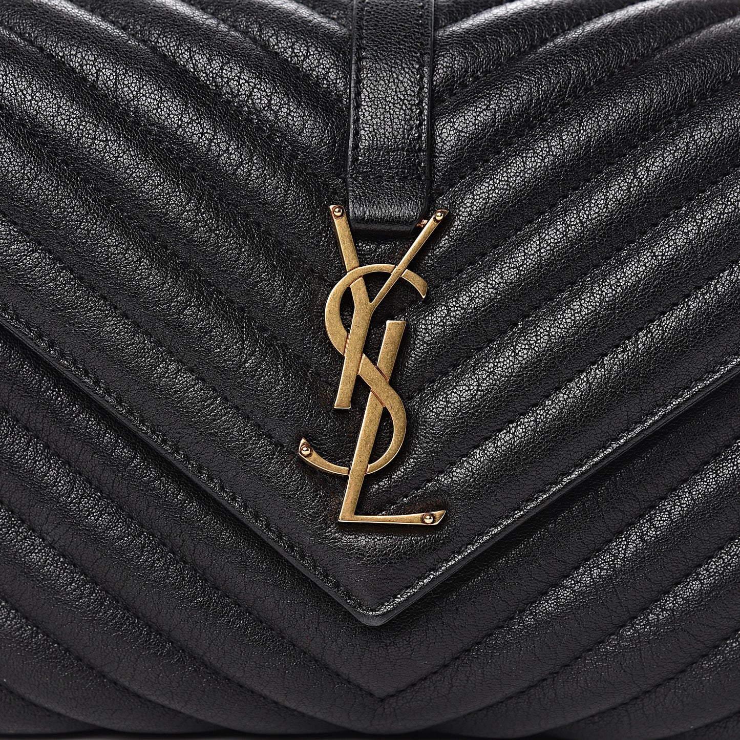 Sheepskin Matelasse Chevron Monogram Medium College Bag Black