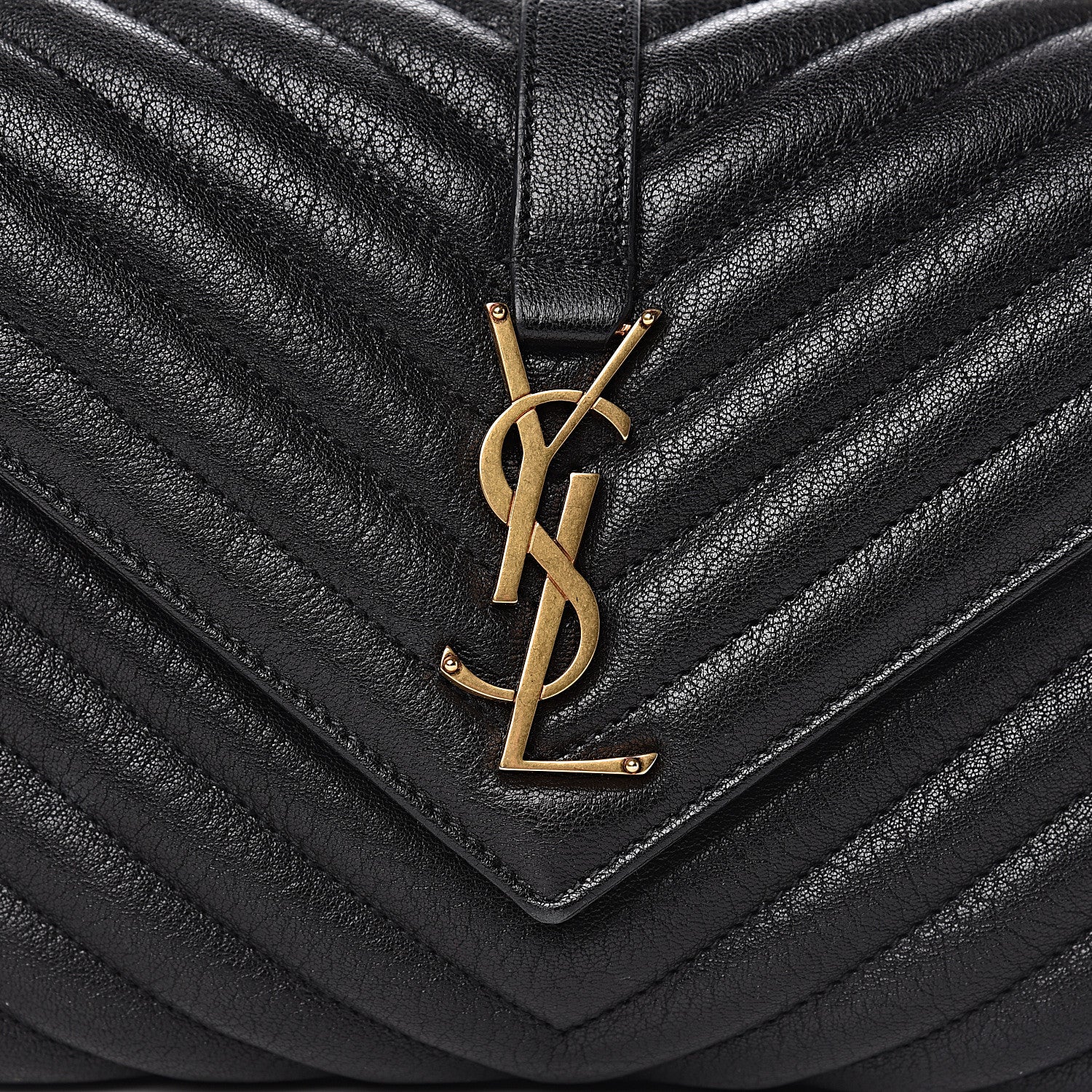 Saint Laurent Sheepskin Matelasse Chevron Monogram Medium College Bag Black 11 of 11