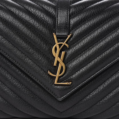 Saint Laurent Sheepskin Matelasse Chevron Monogram Medium College Bag Black 11 of 11