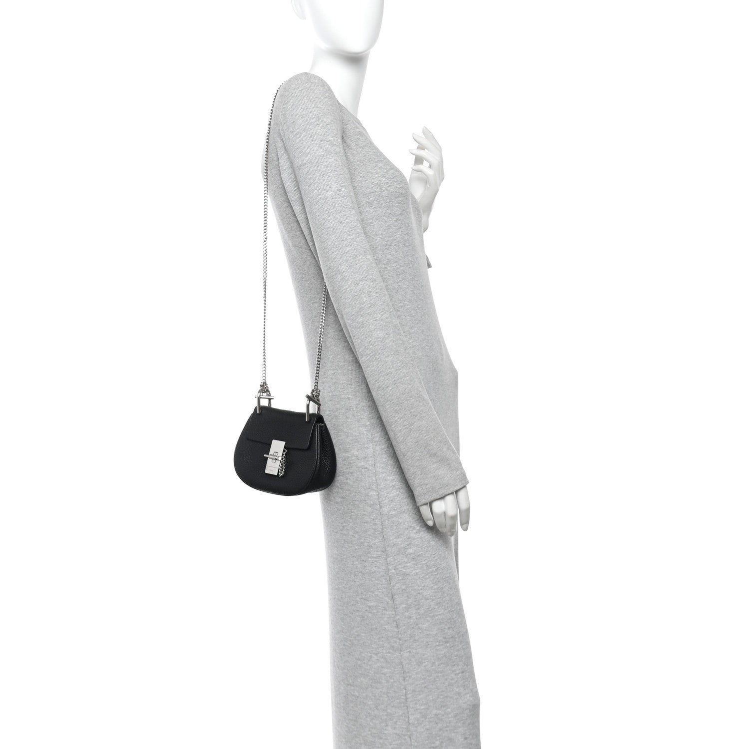 Chloe Grained Lambskin Mini Drew Shoulder Bag Black 2 of 10