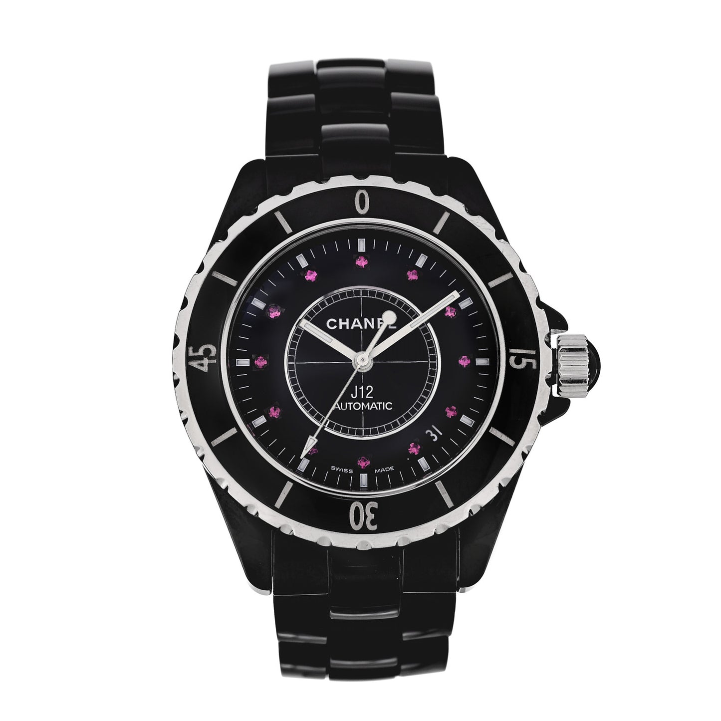Stainless Steel Ceramic Ruby 38mm J12 Automatic Watch Black