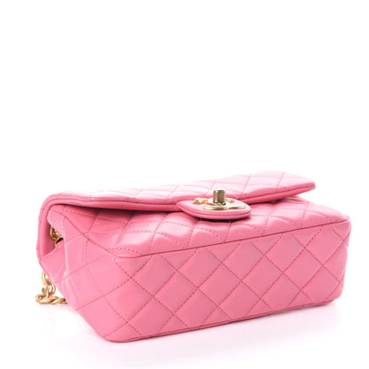 Chanel Lambskin Resin Quilted Mini Rectangular Pearl Samba Flap Pink 4 of 10