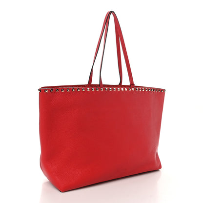Valentino Garavani Grained Calfskin Rockstud Shoulder Tote  Rouge Pur 3 of 9