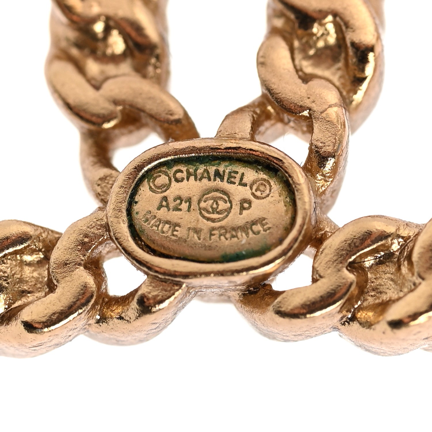 Chanel Pearl Crystal Chain Link CC Earrings Gold Red Pink Yellow 4 of 5