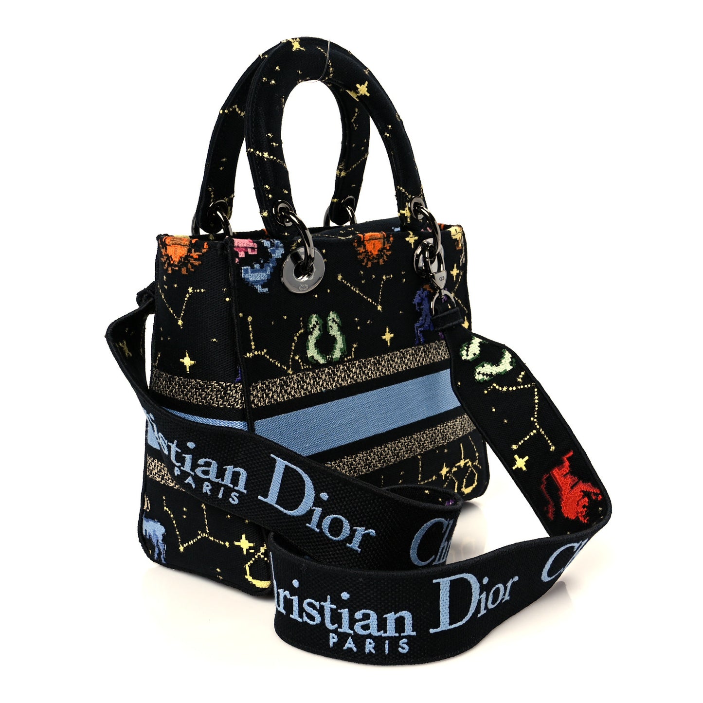 Canvas Pixel Zodiac Embroidered Medium Lady D-Lite Nero Multicolor