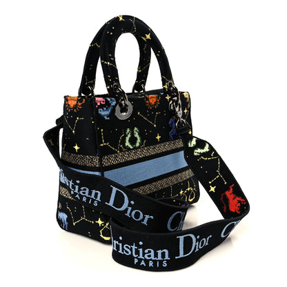 Christian Dior Canvas Pixel Zodiac Embroidered Medium Lady D-Lite Nero Multicolor 3 of 10