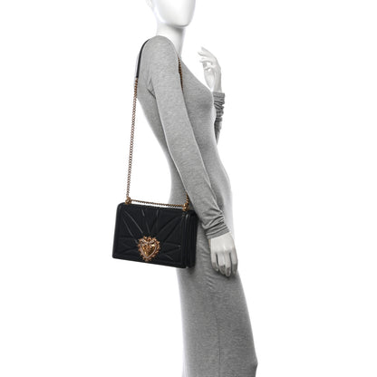 Dolce & Gabbana Calfskin Large Devotion Crossbody Bag Black 2 of 17