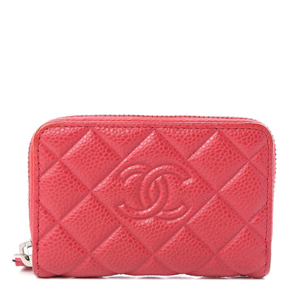 Chanel Caviar Quilted Diamond CC Zip Coin Purse Dark Pink 1 of 7