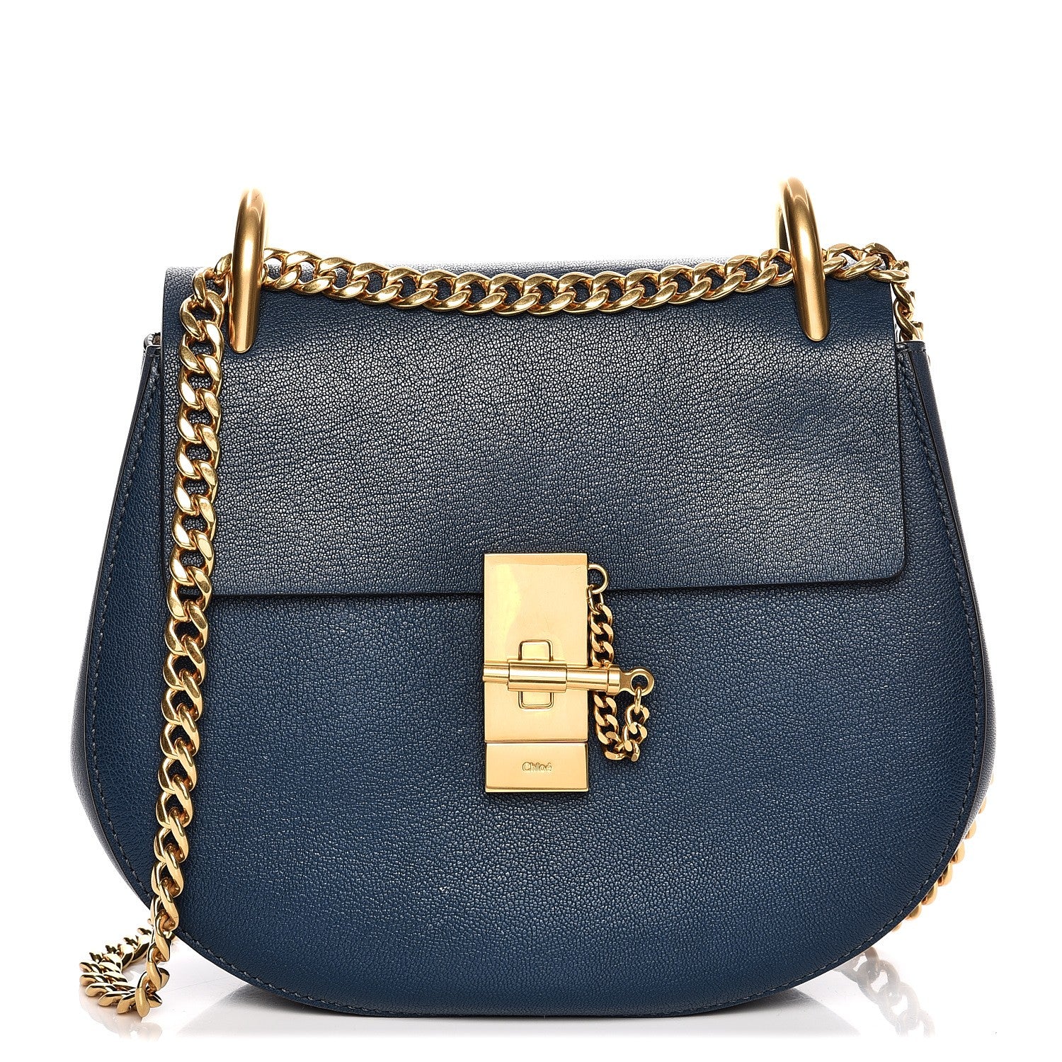 Chloe Grained Lambskin Drew Shoulder Bag Denim Blue 1 of 6