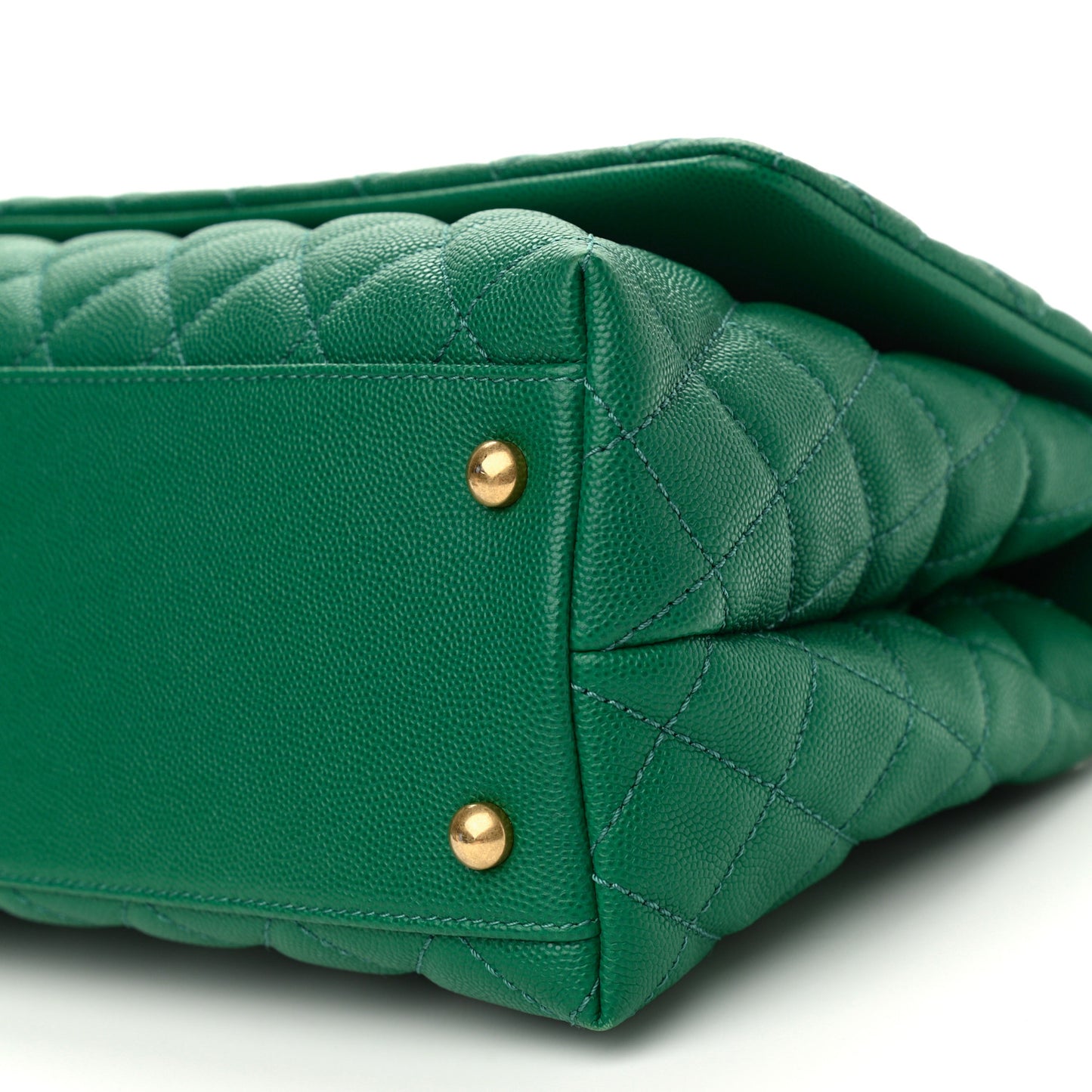 Caviar Quilted Small Coco Handle Flap Green