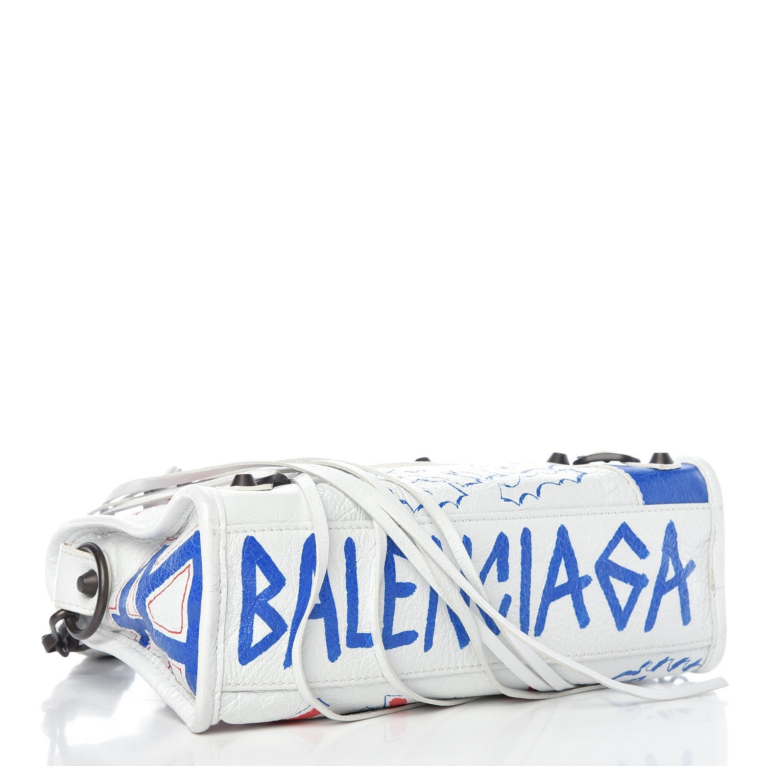 Balenciaga Agneau Graffiti All Over Classic Hardware Mini City White Bleu Rouge 5 of 8