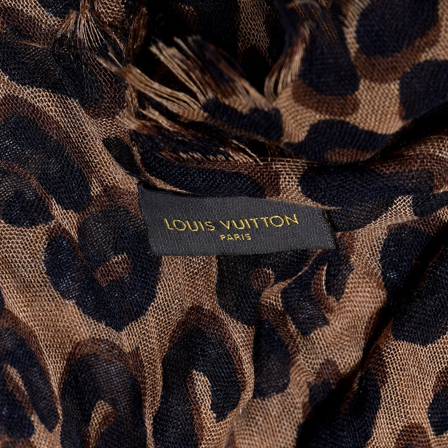 Cashmere Silk Leopard Etole Stole Marron