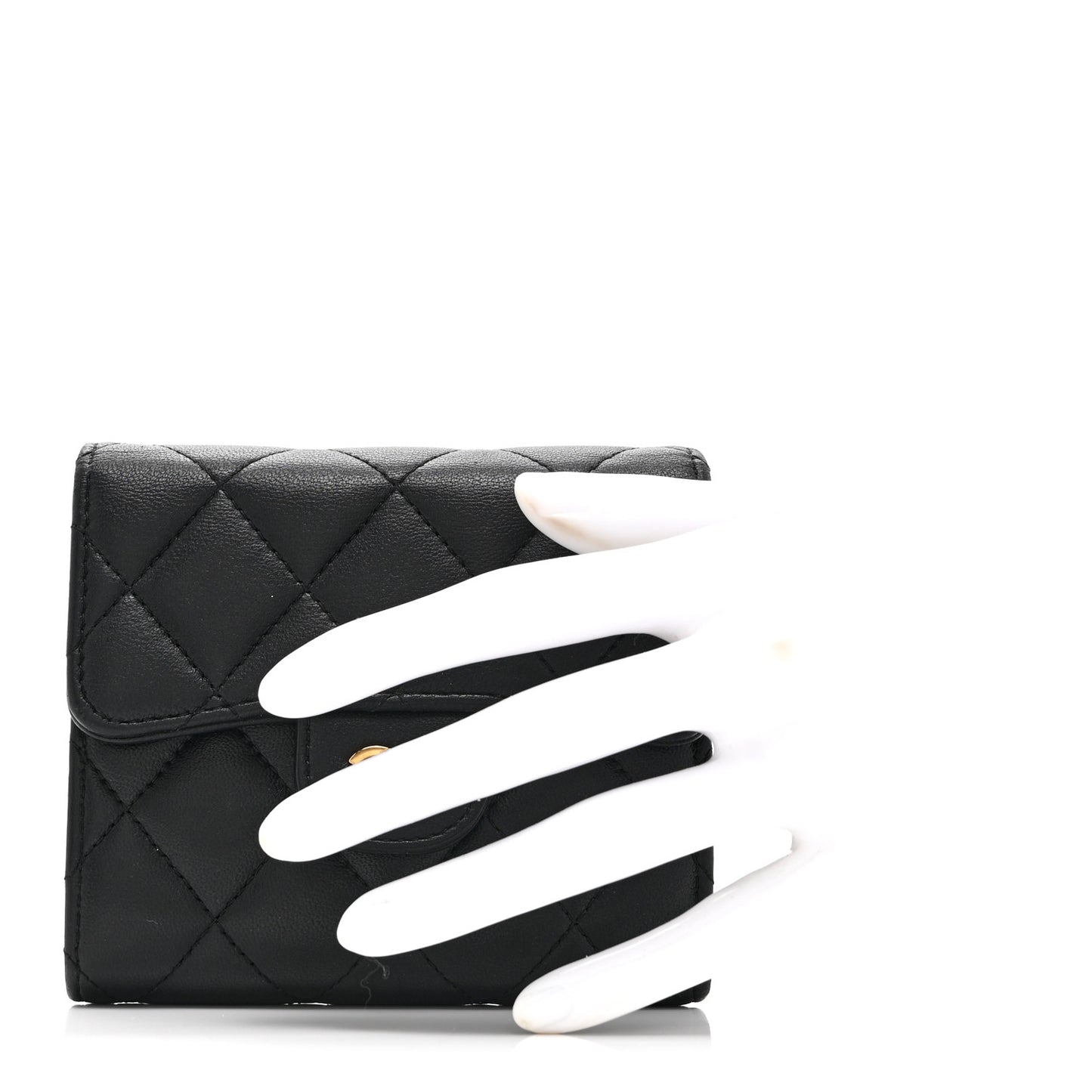 Lambskin Quilted Compact Flap Wallet Black