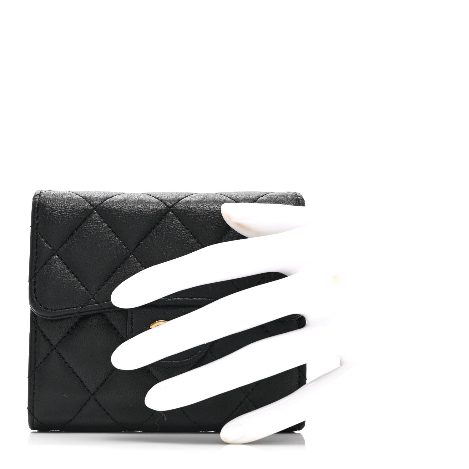 Chanel Lambskin Quilted Compact Flap Wallet Black 2 of 12