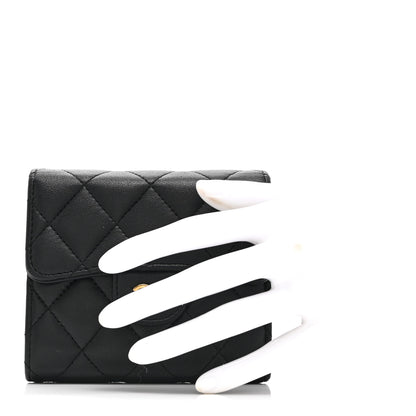 Chanel Lambskin Quilted Compact Flap Wallet Black 2 of 12