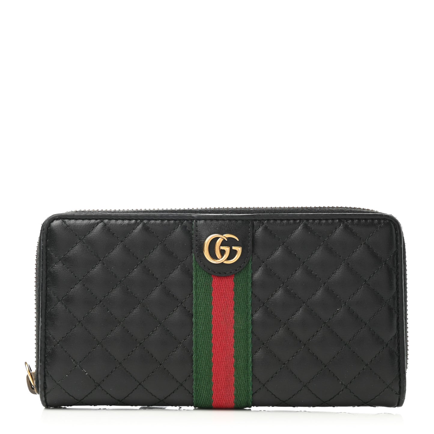 Calfskin Web Trapuntata GG Zip Around Wallet Black