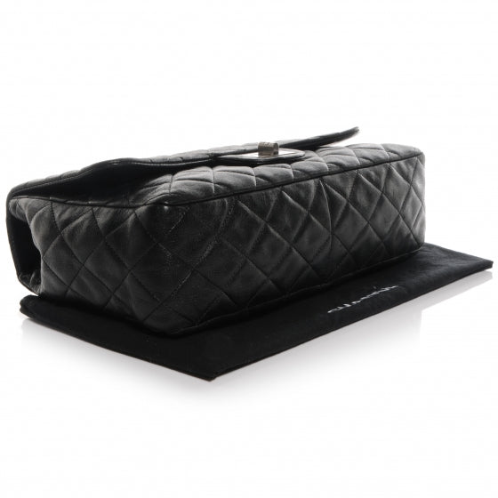 Washed Lambskin Quilted Jumbo Hybrid Reissue Flap Black