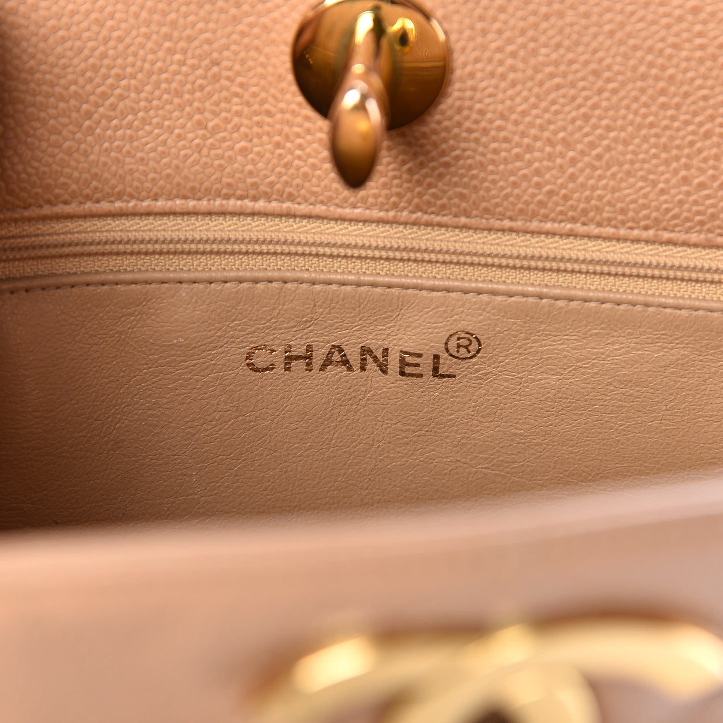 Caviar Quilted Tote Beige