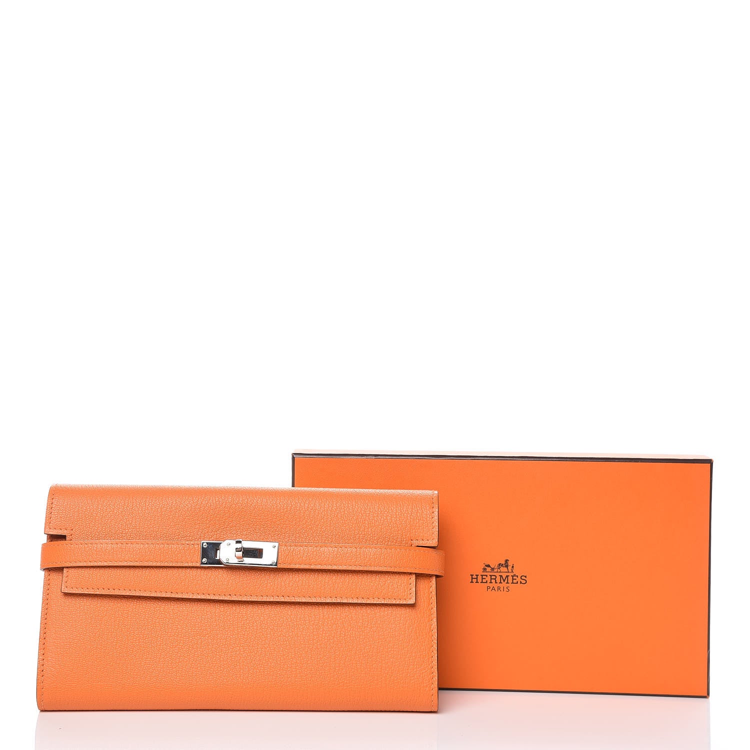 Hermes Chevre Mysore Kelly Longue Wallet Orange 8 of 8