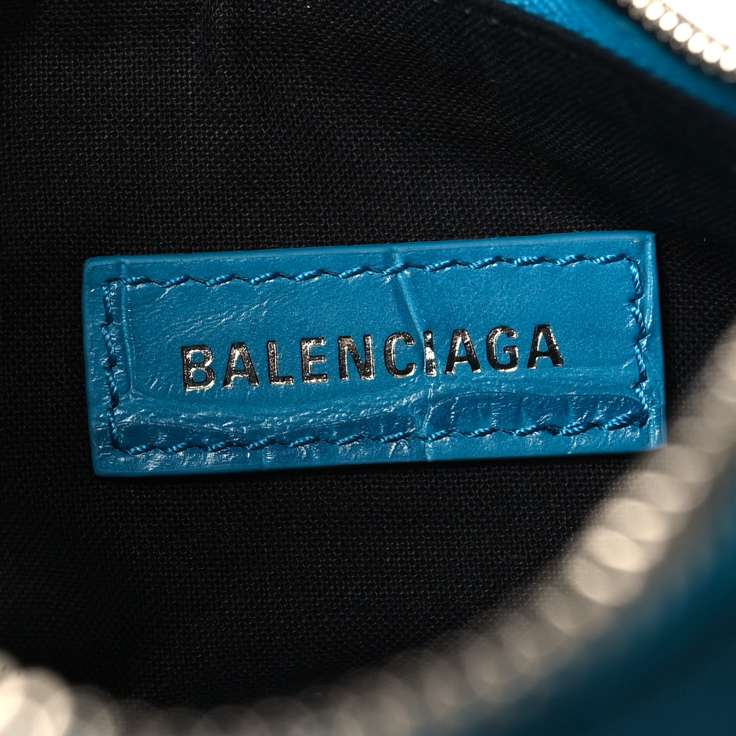 Balenciaga Extra Supple Calfskin Crocodile Embossed Le Cagole Shoulder Bag XS Turquoise 7 of 11