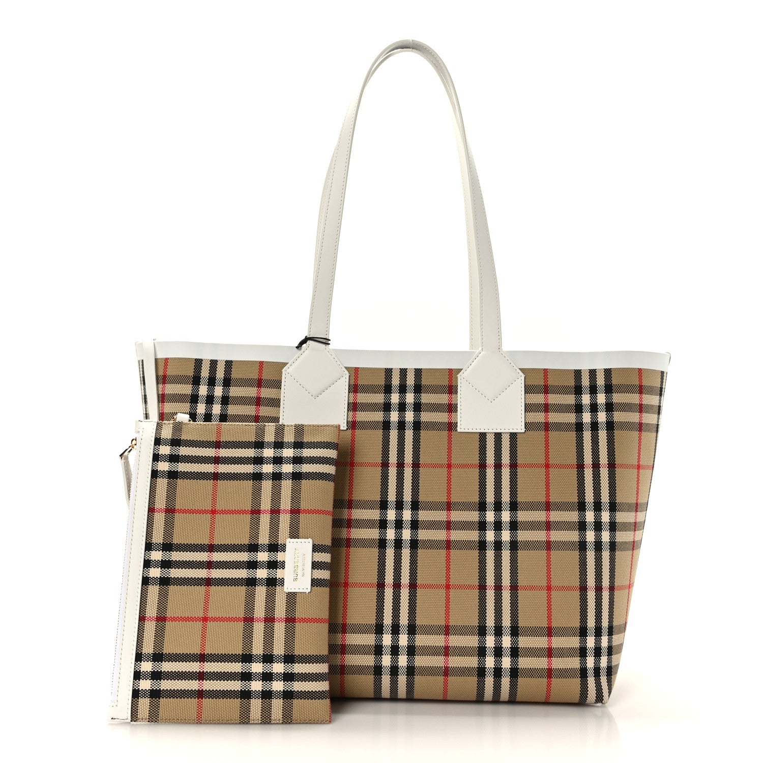 Burberry Cotton Vintage Check Medium London Tote Bag White 1 of 10