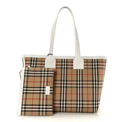 Burberry Cotton Vintage Check Medium London Tote Bag White 1 of 10