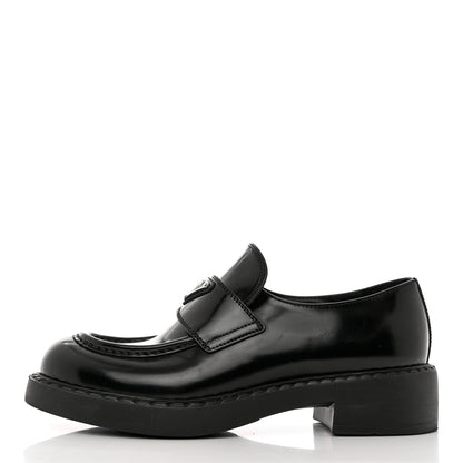 Prada Spazzolato Metal Triangle Logo 50mm Loafers 39 Black 1 of 10