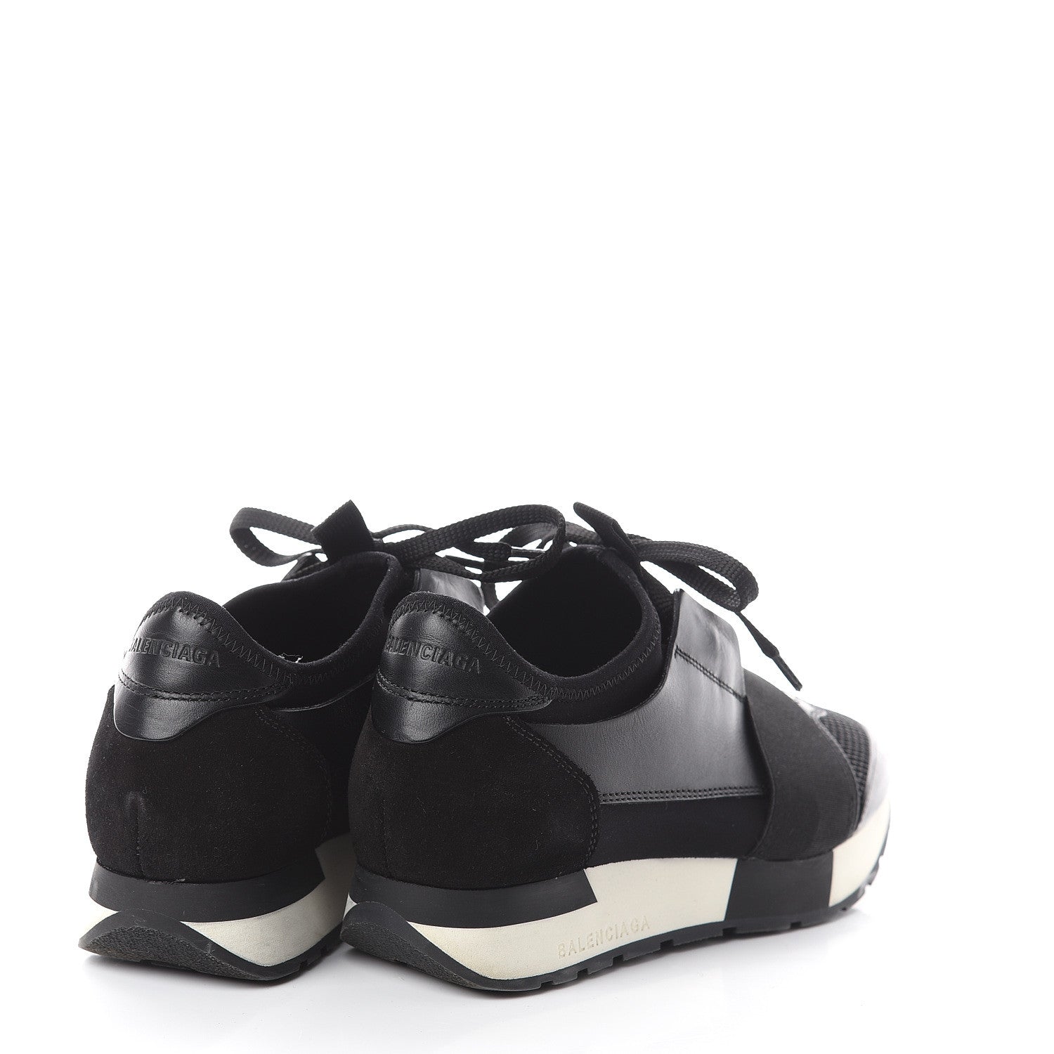 Balenciaga Mesh Calfskin Neoprene Suede Womens Race Runner Sneakers 35 Black 4 of 7